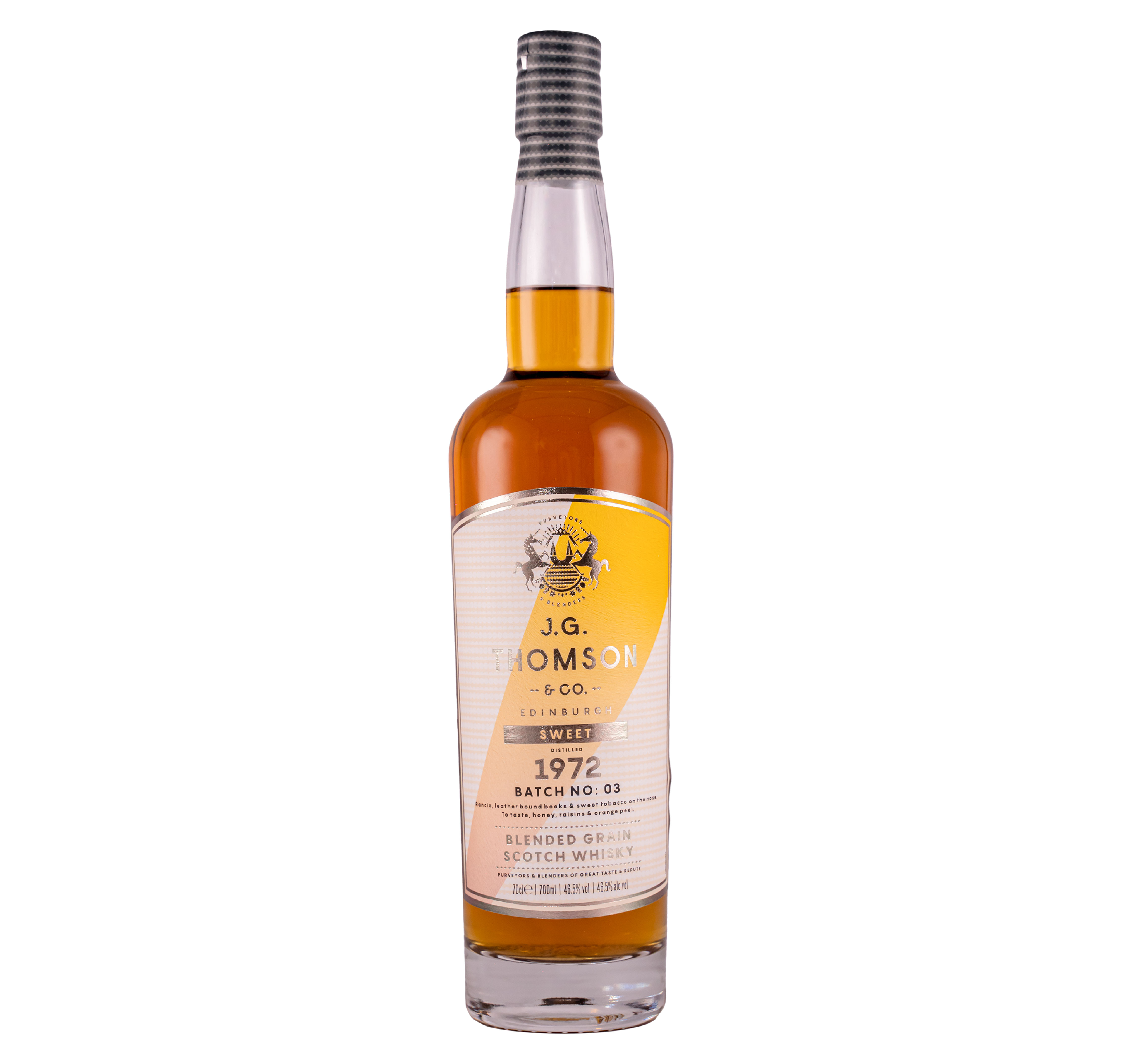 J.G. Thomson & CO Blended Grain Scotch Whisky Edinburgh 1972 Batch No.3