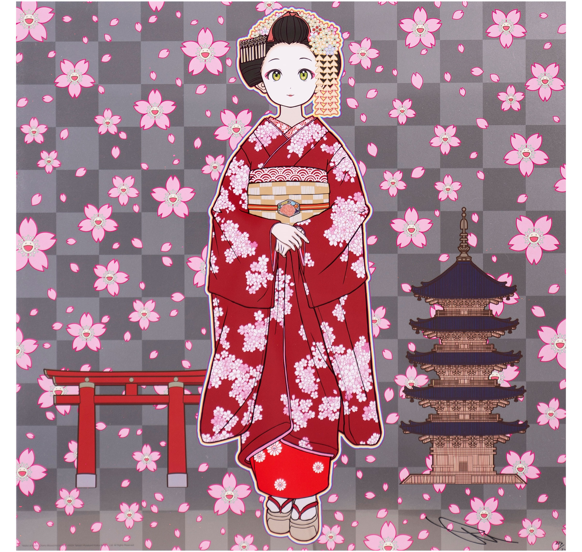 京都舞妓，紅櫻盛開