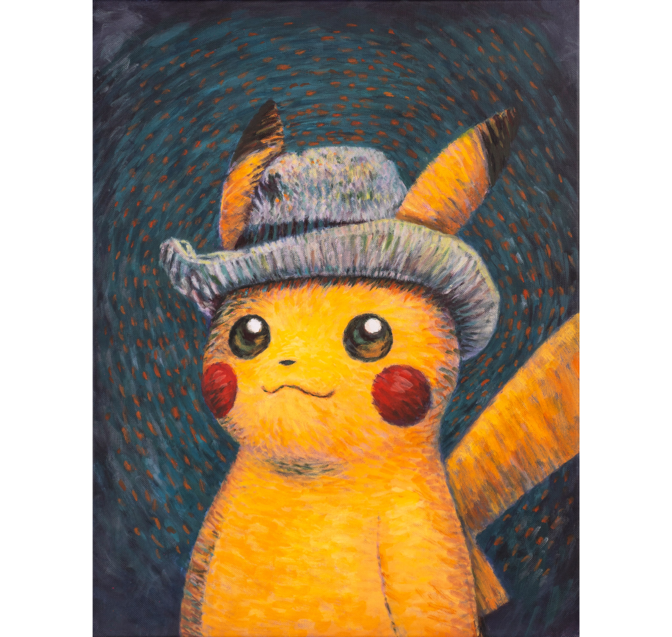 梵谷皮卡丘 Pikachu inspired by ‘Self-Portrait with Grey Felt Hat‘