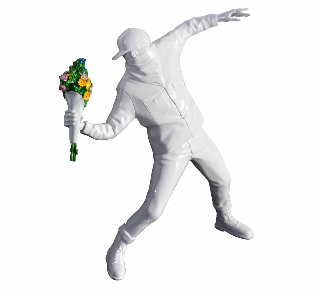 班克斯 - 擲花者（白） Banksy - Flower Thrower (White)